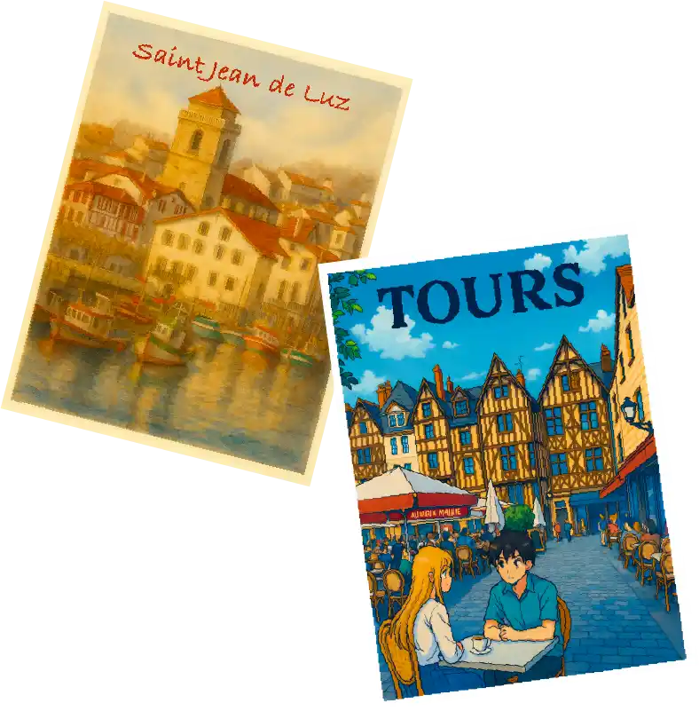 Affiches décoratives personnalisées de style BD, manga ou aquarelle