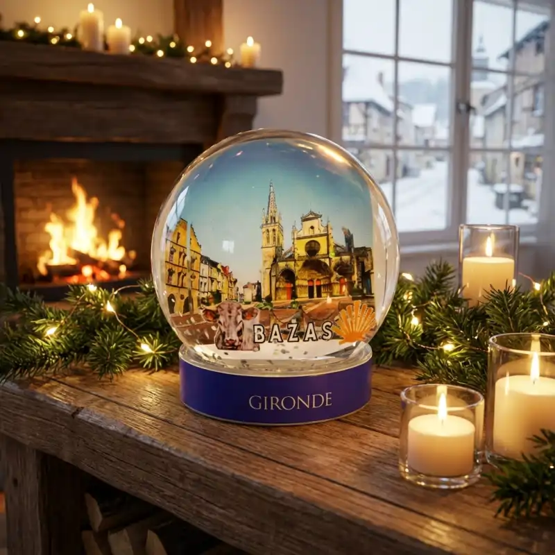 Boule à neige personnalisée avec effet relief et socle personnalisable - vue 2