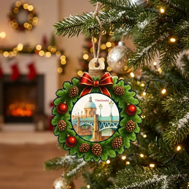 Boule Noël houx personnalisée