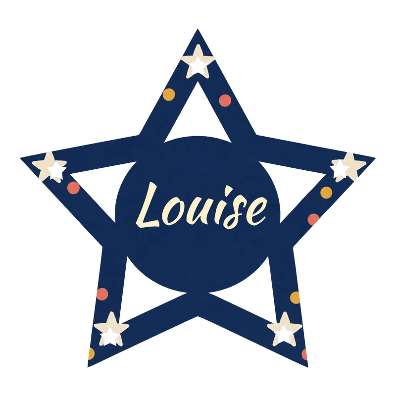 Boule de Noël en bois en forme d'étoile bleu nuit, au prénom de Louise