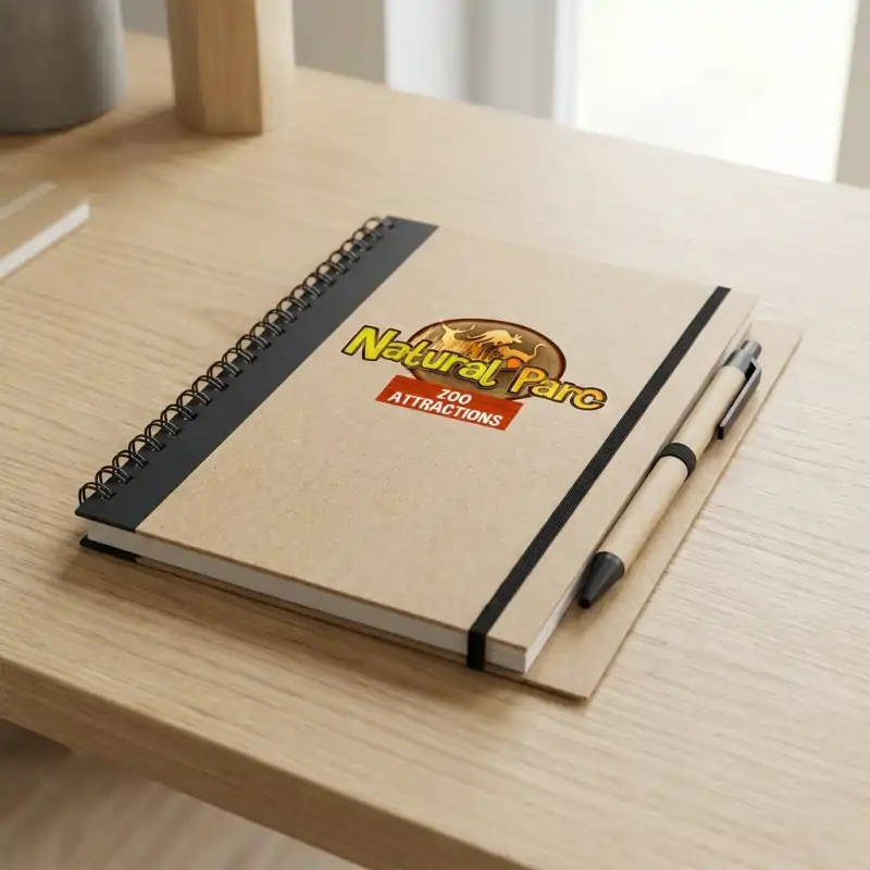 Cahiers à spirales en carton recyclé avec stylo