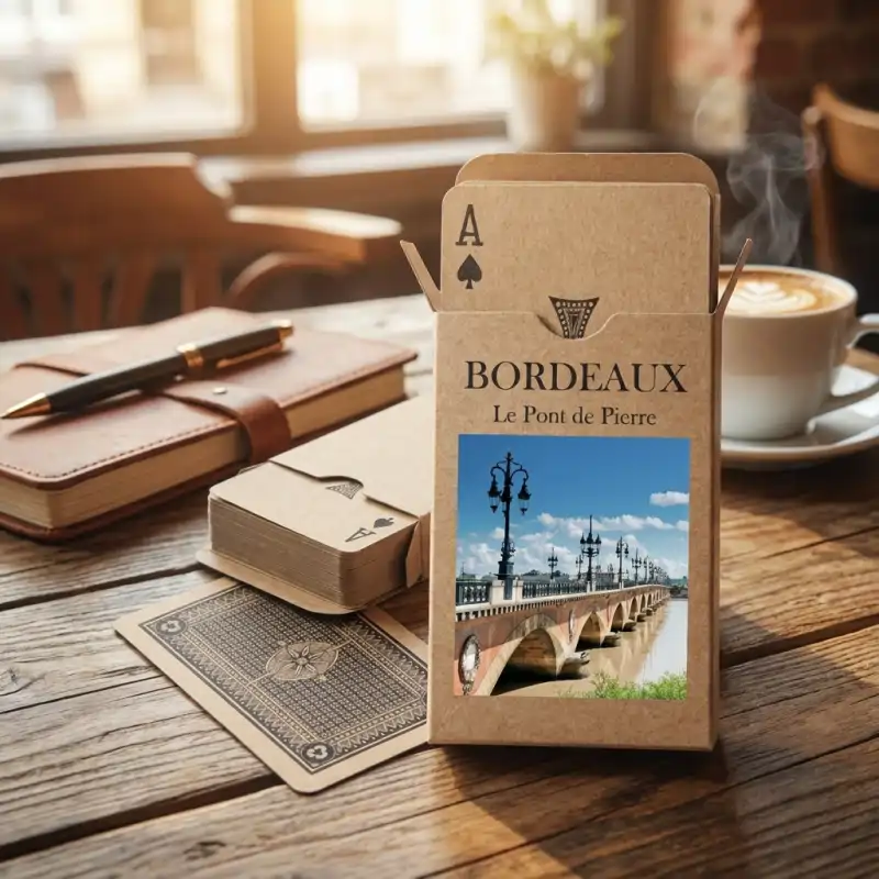 Jeu de cartes en carton recyclé personnalisé, étui kraft