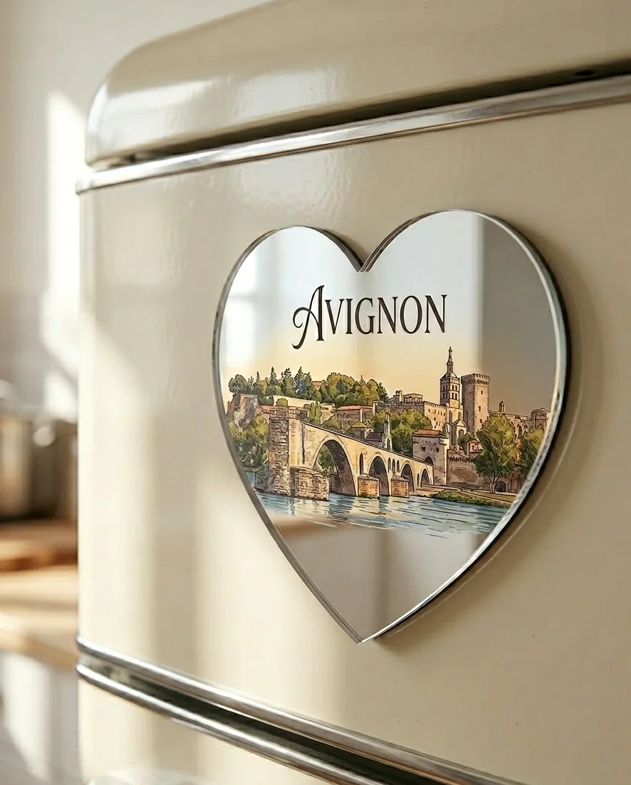 Magnet miroir coeur personnalisé