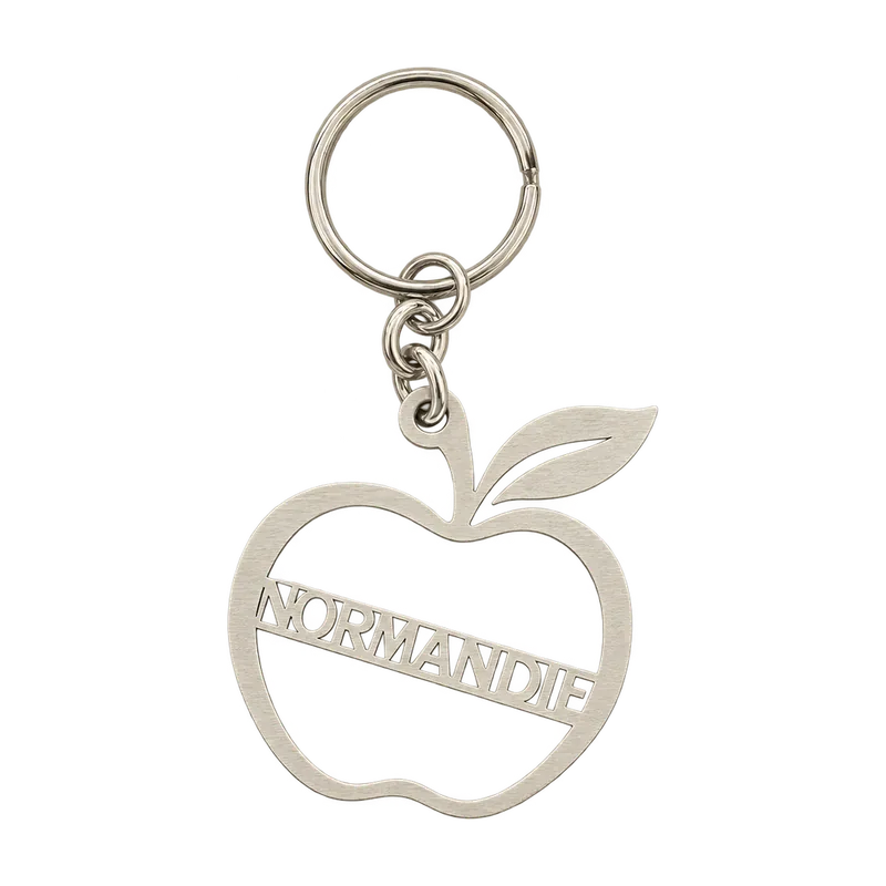 Porte-clé métal découpe pomme normandie packshot 20261022b personnalisé