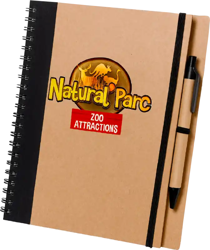 Cahiers à spirales en carton recyclé avec stylo