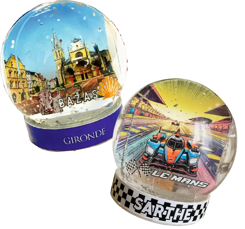 Boule à neige personnalisée avec effet relief et socle personnalisable