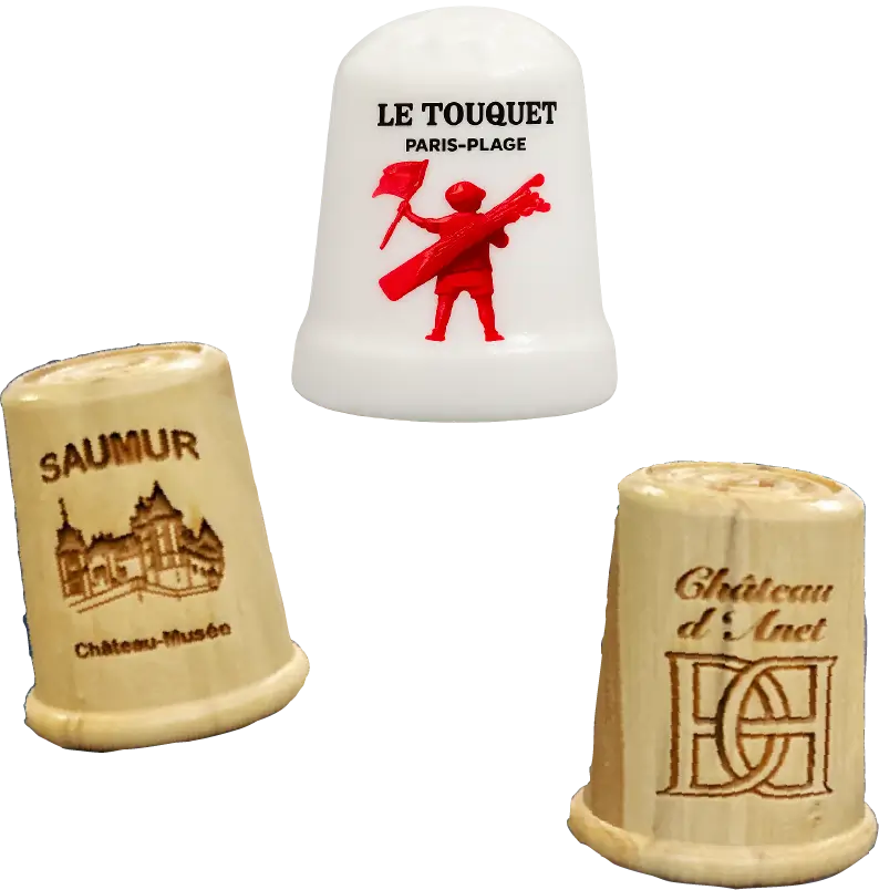 Dés à coudre personnalisés — porcelaine ou bois, fabrication française