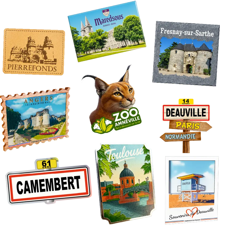 Magnets personnalisés : bois, miroir, acrylique, métal — fabrication française