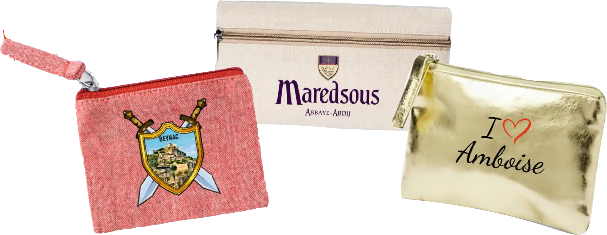 Assortiment de porte-monnaie personnalisés en matières recyclées et simili-cuir