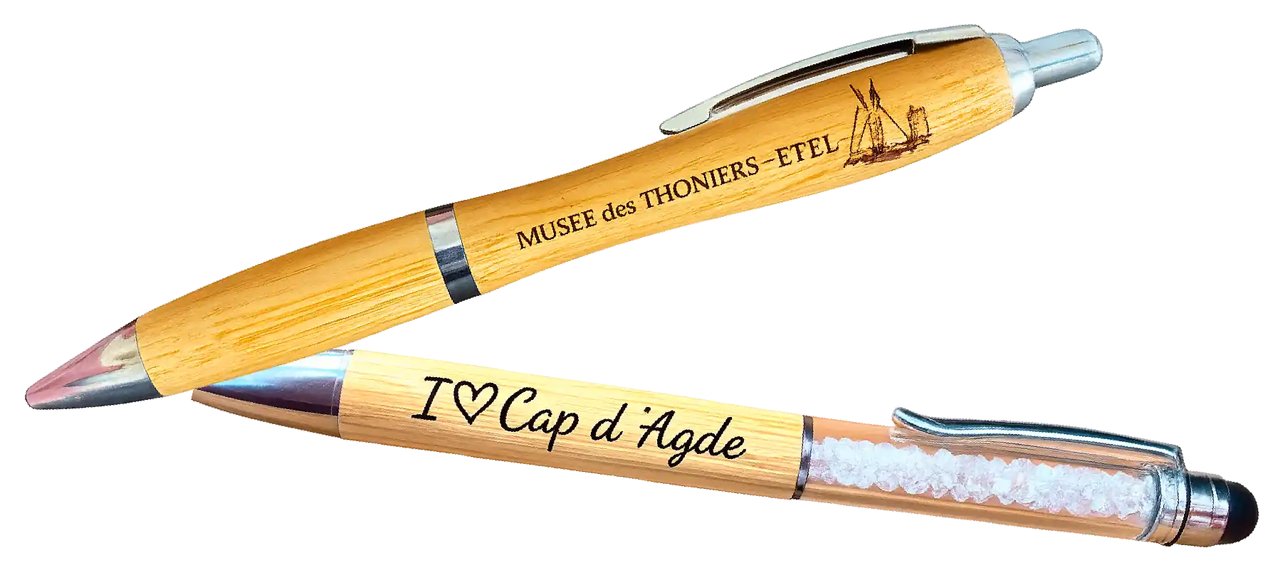 Stylos personnalisés en bambou gravés au laser